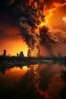 apocalíptico fumaça cria uma dramático atmosfera foto