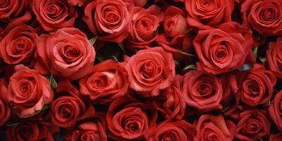 abundância do vermelho rosa flores criando uma padronizar em fundo - ai gerado foto