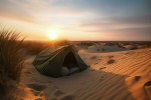 barraca deserto pôr do sol. gerar ai foto