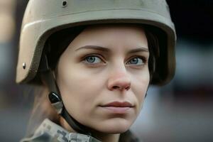 soldado mulher uniforme. gerar ai foto