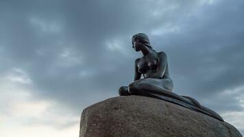 baixo ângulo Visão do pequeno sereia estátua dentro Dinamarca foto