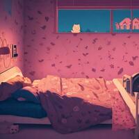 lofi cama quarto ai gerado foto