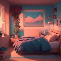 lofi cama quarto ai gerado foto