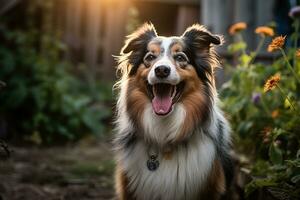 retrato do uma feliz ao ar livre verão cachorro generativo ai foto