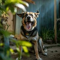 retrato do uma feliz ao ar livre verão cachorro generativo ai foto