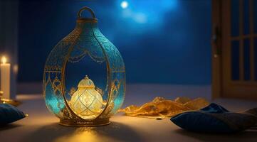 islâmico lanterna ouro para elemento islâmico evento e celebração foto