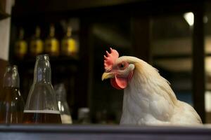 frango beber cerveja. gerar ai foto