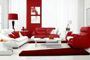 moderno vivo quarto Projeto com confortável sofá e elegante decoração foto