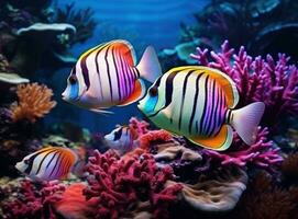 vívido recife com colorida peixes foto