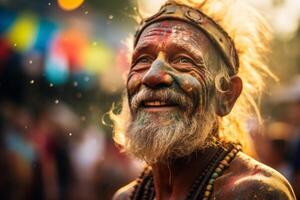 uma homem às a festival. ai gerado foto