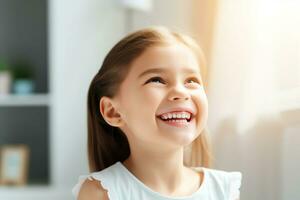 crianças odontologia para saudável dentes e lindo sorriso. ai gerado foto