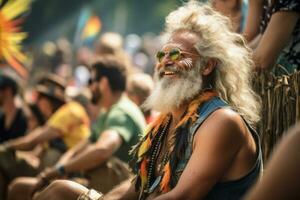 uma homem às a festival. ai gerado foto