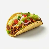ai generativo 3d Projeto do delicioso tacos dentro branco fundo foto