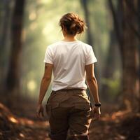 ai generativo Alto qualidade foto do mulheres sendo em branco branco camiseta