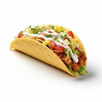 ai generativo 3d Projeto do delicioso tacos dentro branco fundo foto