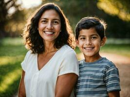 foto do feliz família mãe e filho, generativo ai