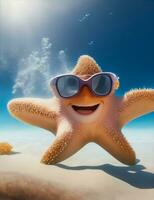 sorridente estrelas do mar vestindo mergulho óculos ilustração foto