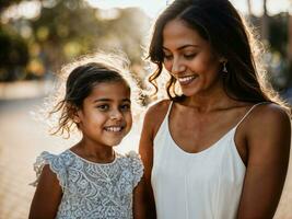 foto do feliz família mãe e filha, generativo ai