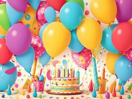 aniversário festa balões, colorida balões fundo. ai gerado foto