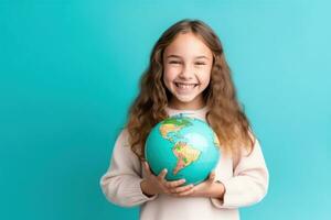 escola menina com globo dentro mãos foto