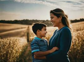 foto do feliz família mãe e filho, generativo ai