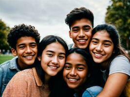 foto do grupo Adolescência fresco aluna às universidade, generativo ai