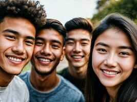 foto do grupo Adolescência fresco aluna às universidade, generativo ai