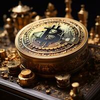 digital ouro visualização do bitcoin moeda generativo ai foto