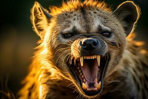 hiena dentro a africano savana, generativo ai foto