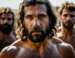 foto do grupo do Forte homem das cavernas gangue, generativo ai