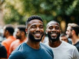 foto do grupo feliz Preto Forte homem, generativo ai