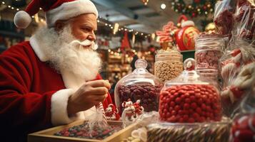europeu Natal mercados, comprando doce a partir de mercado foto