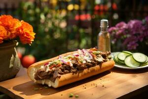 delicioso Filadélfia cheesesteak. generativo ai foto