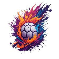 futebol bola gráfico em pintura respingo fundo isolado em branco fundo foto