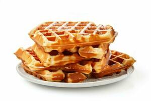 cozinhou Belga waffle sobremesa é doce. gerar ai foto