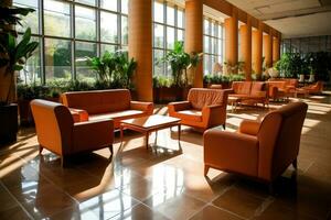 hotel lobby com europeu estilo mobília profissional fotografia ai gerado foto