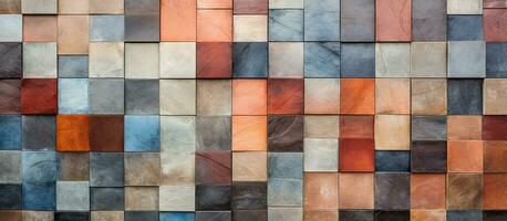 abstrato casa decoração Projeto para interior usando multicolorido cerâmico parede azulejos Como uma texturizado fundo foto