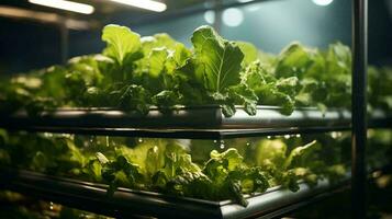 verde ecológico hidropônico Fazenda para crescendo verduras e plantas dentro artificial condições foto