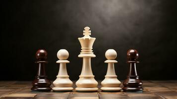 Closeup peça de xadrez rei dourado em pé no tabuleiro de xadrez de batalha  na frente de muitas peças de xadrez de prata sobre fundo branco confronto  de competição de lutador de