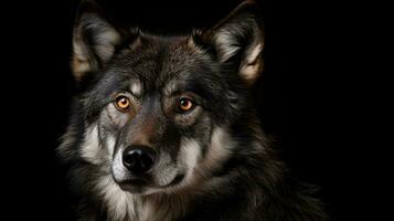 adulto Lobo em Preto fundo. generativo ai. foto