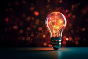 uma marketing temático luz lâmpada representa inovação para conhecimento e crescimento ai gerado foto