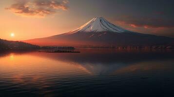 montar Fuji com Sol. montanha fuji. generativo ai foto