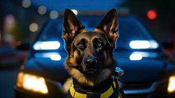 uma inteligente polícia cachorro. polícia cachorro. farejador cachorro. generativo ai foto