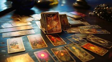 tarot cartões para prever a futuro. cigano cartão. generativo ai foto