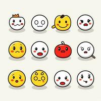 conjunto do desenho animado rostos expressões, face emojis, adesivos, emoticons, desenho animado engraçado mascote personagens face definir, generativo ai ilustração foto