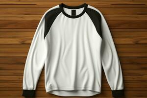 lustroso 3d raglan camisetas, Preto e branco minimalista, à moda Renderização ai gerado foto