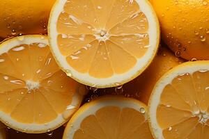 fecundo abstração laranjas e limão em pastel amarelo, inspirado no verão ai gerado foto