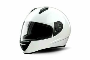 moderno motocicleta capacete, lustroso Projeto para segurança e estilo, isolado em uma branco fundo. ai generativo foto