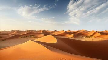 dunas debaixo luz nuvens dentro deserto. generativo ai foto