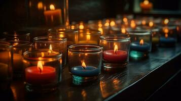 queimando velas em mesa dentro de casa, ai generativo foto